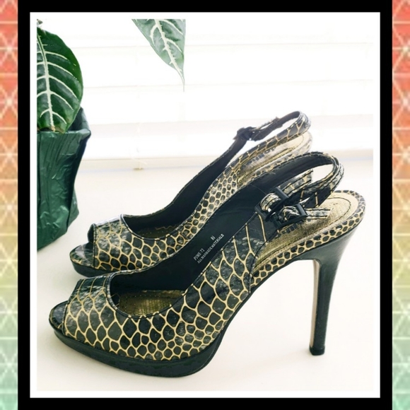 ❤️‍🔥CLEARANCE❤️‍🔥 DOLL HOUSE Sling Back Snakeskin Heels - Picture 3 of 5